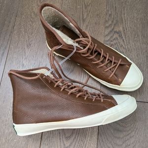 New! Converse All Star High Tops Brown Leather Sherpa Lining WMNS Size 5.5